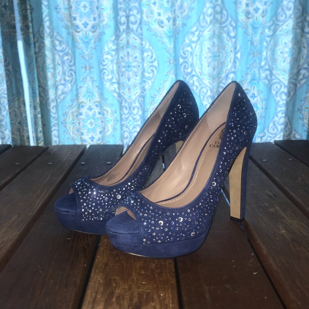 Vince Camino blue velvet sparkly 7.5 heels new - Picture 7 of 8